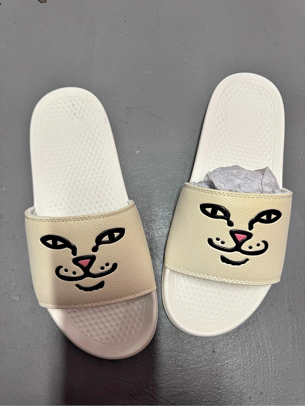RIPNDIP Lord Nermal Face Slides White Cream & White US 10